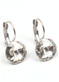 Firetti Damen Paar Ohrhänger "zeitlos, chic, rund, bunt", Metall, weiß, Metall, Ohrringe, Made in Germany - mit Glasstein
