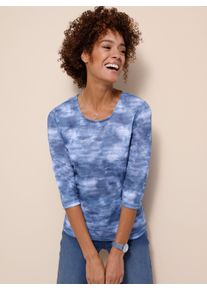 Classic Basics Damen 3/4-Arm-Shirt "Shirt", blau, Gr. 52, gemustert, 100% Polyester, Shirts