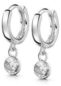 Firetti Mädchen Paar Creolen "Schmuck Geschenk Silber 925 Glitzer Ohrschmuck Geschenk", Silber 925 (Sterlingsilber), silber, Silber 925