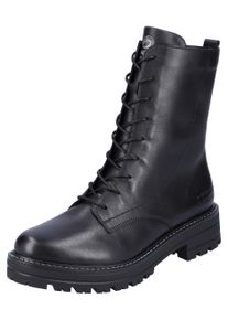 Remonte Damen Schnürstiefelette, Gr. 40, schwarz, Leder, unifarben, casual, Schuhe, Blockabsatz, Schnürboots, Chunky Boots mit Kontrast-Rahmennaht