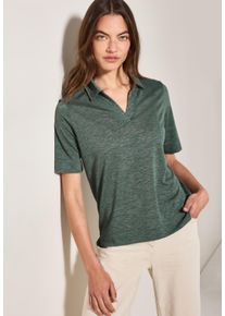 Cecil Damen Poloshirtbalmy khaki, casual, Gr. XL, unifarben, Jersey, Obermaterial: 55% Polyester, 45% Viskose, Shirts, in Leinen-Optik