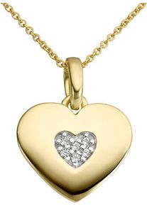 Firetti Damen Ketten-Anhänger "Schmuck Geschenk Gold 333 Halsschmuck Anhänger Herz bicolor", 0,02 ct P2 = erkennbare Einschlüsse, Gelbgold