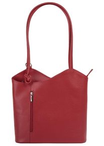 CLUTY Cityrucksack, rot, Rindsleder, Leder, beschichtet, leicht glänzend, elegant, Rucksäcke, echt Leder, Made in Italy