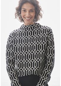 Street One Damen Strickpullover, schwarz, casual, Gr. 38, gemustert, Strick, Obermaterial: 52% Viskose, 28% Polyester, 20% Nylon, Pullover, mit