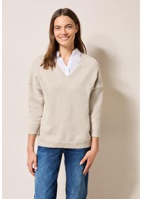 Cecil Damen Strickpullover, beige, casual, Gr. L, unifarben, Stoff, 50% Viskose, 28% Polyester, 22% Nylon, Pullover, aus Feinstrick