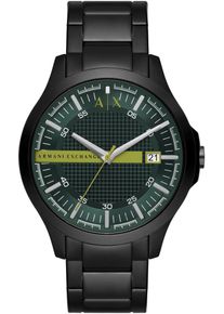 Armani Exchange Herren Quarzuhr, schwarz, Armbanduhren, Armbanduhr, Herrenuhr, Datum, Edelstahlarmband