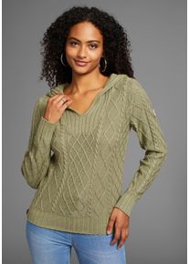 Kangaroos Damen Kapuzenpullover, grün, casual, Gr. 52, Strick, Obermaterial: 50% Baumwolle, 50% Polyacryl, Pullover, aus Zopfstrick