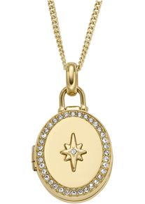 Fossil Damen Kette mit Anhänger "Schmuck Geschenk Edelstahl LOCKET COLLECTION MEDAILLON, JF04735710", Edelstahl, L: 51cm, gold, Edelstahl,