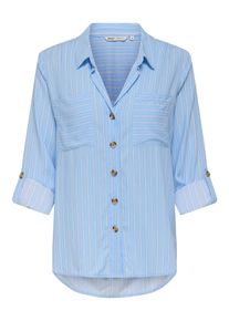 Only Damen Hemdbluse "OnlyASMIN SHIRT L/S WVN NOOS"serenity stripes:silva, casual, Gr. XL, gestreift, Web, Obermaterial: 100% Viskose, Blusen