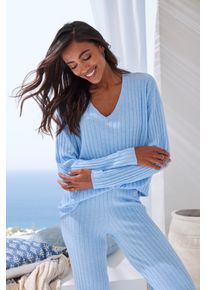 Damen Strickpullover, French Connection, Gr. 32, blau, Rippstrick, Obermaterial: 50% Viskose (LENZING ECOVERO), 28% Polyester, 22% Polyamid, meliert,