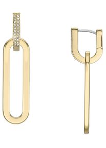 Fossil Damen Paar Creolen "HERITAGE D-LINK GLITZ, JF04587710", Edelstahl, gelb, Edelstahl, Ohrringe, mit Glassteinen - Einhänger abnehmbar