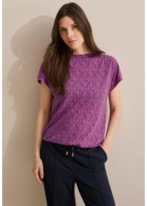 Cecil Damen Print-Shirtanemone pink melange, casual, Gr. XXL, bedruckt, Web, 60% Baumwolle, 40% Polyester, Shirts, mit U-Boot-Ausschnitt