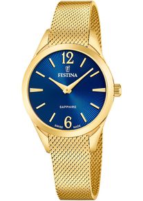 Festina Damen Quarzuhr "Grace"goldfarben, blau, Armbanduhren, Armbanduhr, Damenuhr, Swiss Made, Edelstahlarmband, Saphirglas