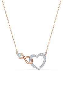 Swarovski Damen Kette mit Anhänger "Unendlichkeitsschleife/Herz, Infinity Heart, weiss, Metallmix, 5518865", Metall, L: 43cm, weiß, Metall,