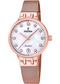 Festina Damen Quarzuhr "Mademoiselle"roségoldfarben, perlmuttfarben, Armbanduhren, Armbanduhr, Damenuhr, Edelstahlarmband, analog, Tag, Zirkonia