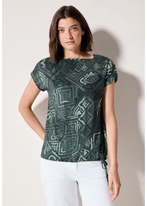 Cecil Damen Print-Shirtslate khaki, casual, Gr. XXL, bedruckt, Web, Stoff, 50% Baumwolle, 50% Modal, Shirts, mit Tunnelzug am Saum