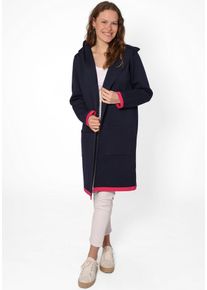Zwillingsherz Damen Strickjacke ""Mona"", blau, modisch, Gr. L, unifarben mit Farbeinsatz, Strick, Obermaterial: 50% Viskose, 27% Polyester, 23%