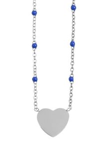 Adelia´s ADELIA ́S Damen Kette mit Anhänger "Neuheit 2025 - Damen Edelstahl Halskette mit Anhänger Herz", unbekannt, Edelstahlsilberfarben, blau, Edelstahl,