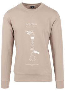 MisterTee Herren Rundhalspullover "MisterTee Herren Depresso Crewneck", beige, casual, Gr. M, unifarben, 90% Baumwolle, 10% Polyester, Pullover
