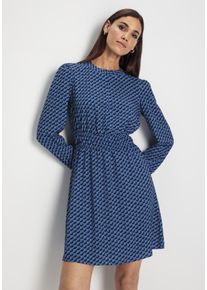 HECHTER PARIS Damen Midikleid, blau, feminin, Gr. 38, Web, Obermaterial: 97% Polyester, 3% Elasthan, Kleider, mit elegantem Allover-Print