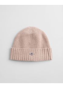 Gant Damen Beanie "UNISEX. SHIELD WOOL BEANIE", beige, casual, Rippstrick, Wollmischung, Mützen