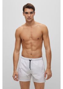 BOSS Herren Badeshorts "Iconic", weiß, sportlich, Gr. L, unifarben mit Farbeinsatz, Microfaser, Polyester, Badehosen, mit Gesäßtasche