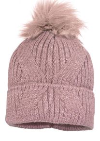 MaxiMo Baby Bommelmütze, rosa, casual,modisch, Gr. 51, unifarben, Strick, Materialmix, Mützen, mit Fellimitatpompon und Fleecefutter