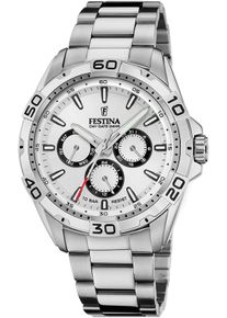 Festina Herren Multifunktionsuhr, silber, Armbanduhren, Armbanduhr, Quarzuhr, Herrenuhr, Edelstahlarmband,bis 10bar wasserd.