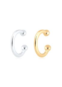 Elli Damen Paar Ohrhaken "Earcuff Set Bicolor 925 Sterling Silber vergoldet", OneSize, ohne Stein, Silber 925 (Sterlingsilber), silber, Silber 925