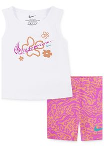 Nike Sportswear Kinder Top & Shorts "NKG WILD FLOWER AOP BIKE SHORT"apricot agat, Gr. 86, Obermaterial: 60% Baumwolle, 40% Polyester. Obermaterial