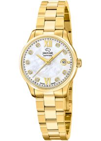 Jaguar Damen Quarzuhr "Essentia"goldfarben, perlmuttfarben, Armbanduhren, Armbanduhr, Damenuhr, Swiss Made, Edelstahlarmband,Saphirglas,Datum
