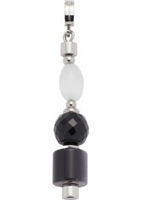 Leonardo Damen Charm-Einhänger "Anhänger Betsy Clip & Mix, 024423", schwarz-weiß, Edelstahl, Charms, mit Cat ́s Eye