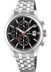 Festina Herren Chronograph "Timeless Chronograph", silber, Armbanduhren, Armbanduhr, Quarzuhr, Herrenuhr, Stoppfunktion, Edelstahlarmband