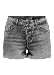 Only Damen Shorts "ONLHUSH HW BUTTON FOLD UP SHORTS DNM PIM", grau, modisch, Gr. XS, unifarben, Obermaterial: 98% Baumwolle, 2% Elasthan, Hosen