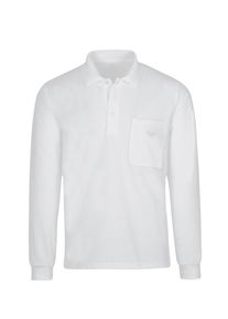 TRIGEMA Damen Poloshirt "TRIGEMA Langarm Poloshirt aus Baumwolle", weiß, Basic, Gr. XXXL, 100% Baumwolle, Shirts