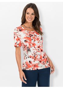Lady Damen Kurzarmshirt "Shirt", orange, Gr. 40, geblümt, gemustert, mehrfarbig, 95% Viskose, 5% Elasthan, Shirts