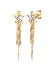 Elli Damen Paar Ohrstecker "Kristall Stern Ketten Look Glamourös 925 Silber", OneSize,mit Steinen, Silber 925 (Sterlingsilber), gold, Silber 925