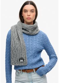 Superdry Damen Strickschal "CABLE LUXE KNIT SCARF", grau, casual, meliert, Strick, Materialmix, Modetücher