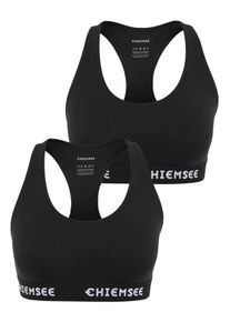 Chiemsee Damen Sport-BH "im Doppelpack", Gr. XS, schwarz, Single Jersey, Obermaterial: 95% Baumwolle, 5% Elasthan, unifarben mit Farbeinsatz,