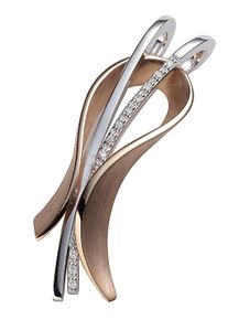 Jobo Damen Ketten-Anhänger "Anhänger mit 11 Diamanten", SI = kleine Einschlüsse, Roségold 585-Weißgold 585-Diamanten, rosa, Rosu00e9gold 585,