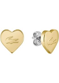 Lacoste Damen Paar Ohrstecker "LOVE MY CROC, Herz, 2040401", Edelstahl, gelb, Edelstahl, Ohrringe