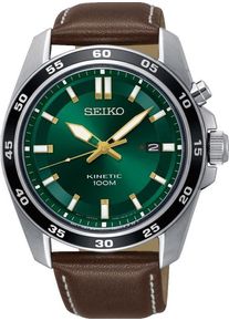 Seiko Herren Kineticuhr, braun, Armbanduhren, Armbanduhr, Herrenuhr, Datum, Edelstahlarmband
