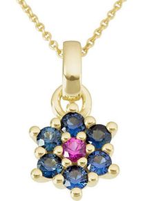 Firetti Damen Ketten-Anhänger "Schmuck Geschenk Gold 333 Halsschmuck Anhänger Blume Edelstein", Gelbgold 333, 0,75 g, bunt, Gelbgold 333,