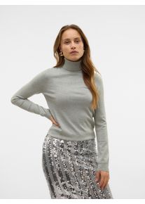 Véro Moda VERO MODA Damen Rollkragenpullover "VMHAPPYSHINE LS ROLLNECK PULLOVER BOO", grau, modisch, Gr. M, glänzend, Strick, Obermaterial: 40% Viskose, 31%
