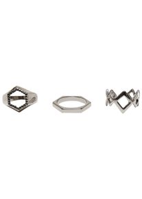 Urban Classics Damen Ring-Set "Urban Classics Unisex Graphic Ring 3-Pack", S/M, silber, Fingerringe