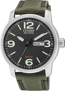 Citizen Herren Solaruhr, grün, Armbanduhren, Armbanduhr, Herrenuhr, Datum, Textilarmband