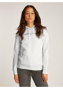 Tommy Jeans Damen Kapuzensweatshirt "TJW REG LINEAR HOODIE", beige, casual, Gr. XS, unifarben, Sweatware, Obermaterial: 80% Baumwolle, 20% Polyester,