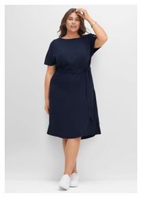 sheego Damen Shirtkleid "Große Größen", blau, feminin, Gr. 46, unifarben, Obermaterial: 100% Viskose, Kleider, in Twillqualität aus reiner Viskose