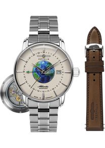 Zeppelin Herren Automatikuhr "Atlantic Automatic GMT", silber, Armbanduhren, Armbanduhr, Herrenuhr, Made in Germany, Mechanische Uhr, analog, Tag