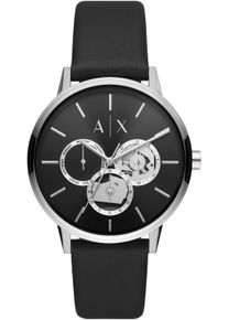 Armani Exchange Herren Multifunktionsuhr, schwarz, Armbanduhren, Quarzuhr, Armbanduhr, Herrenuhr, Lederarmband